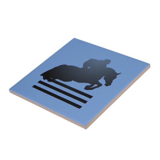 Jumper Clearing an Hindernis. Fliese (Seite)