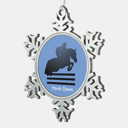 Jumper Clearing an Hindernis. Schneeflocken Zinn-Ornament (Rechts)