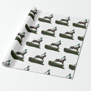 Jumper Horse Jockey in grünem Umschlagpapier Geschenkpapier