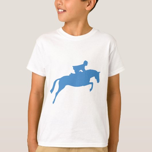 Jumper Horse Silhouette (blau) T-Shirt (Vorderseite)