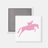 Jumper Horse Silhouette (pink) Magnet (Vorderseite/Rückseite)
