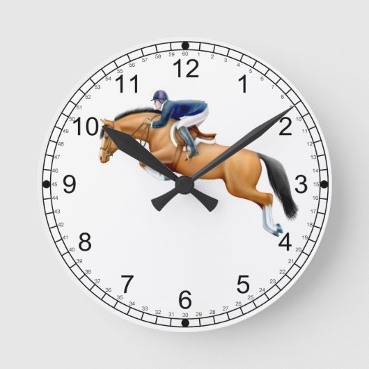 Jumper Pferd Reitschiff Wall Clock anzeigen Runde Wanduhr (Vorderseite)