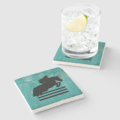 Jumper-Silhouette für Pferdefreunde anzeigen Steinuntersetzer (Seitenansicht)