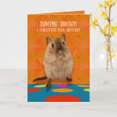 Jumpin' Jiminy Funny Gerbil Belated Birthday Karte (Gelbe Blume)