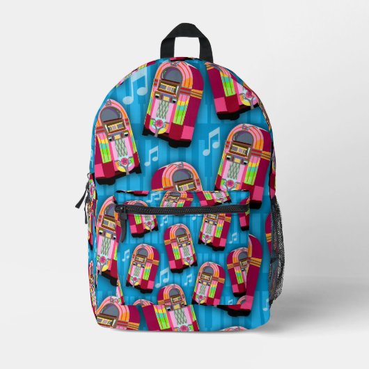 Jumpin Jukeboxes Fun Fiftes Happy Pattern Bedruckter Rucksack (Vorderseite)