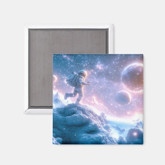 Jumping Astronaut Magnet (Vorderseite/Rückseite)