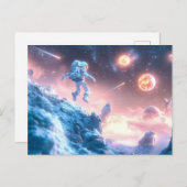 Jumping Astronaut Postkarte (Vorne/Hinten)