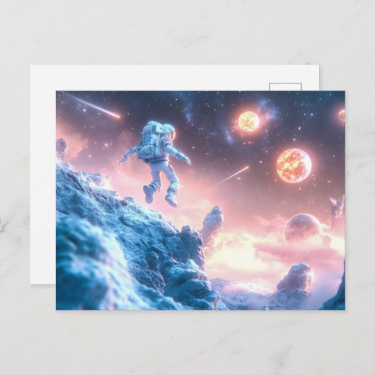 Jumping Astronaut Postkarte (Vorne/Hinten)