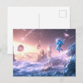 Jumping Astronaut Postkarte (Vorne/Hinten)