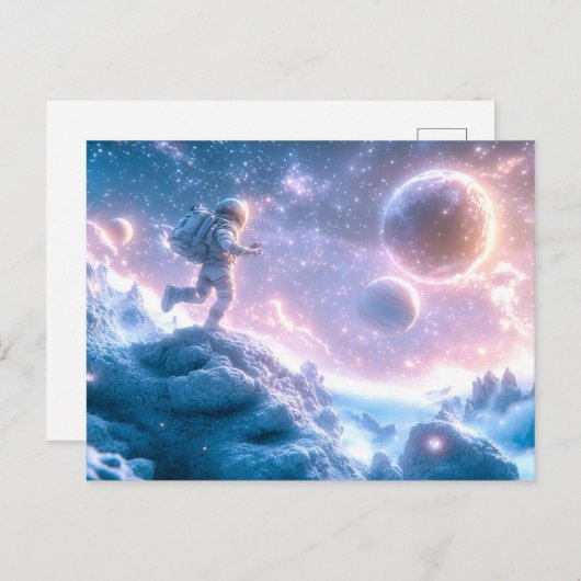 Jumping Astronaut Postkarte (Vorne/Hinten)