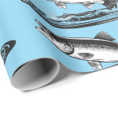 jumping atlantic salmon fish geschenkpapier (Rolleneckpunkt)