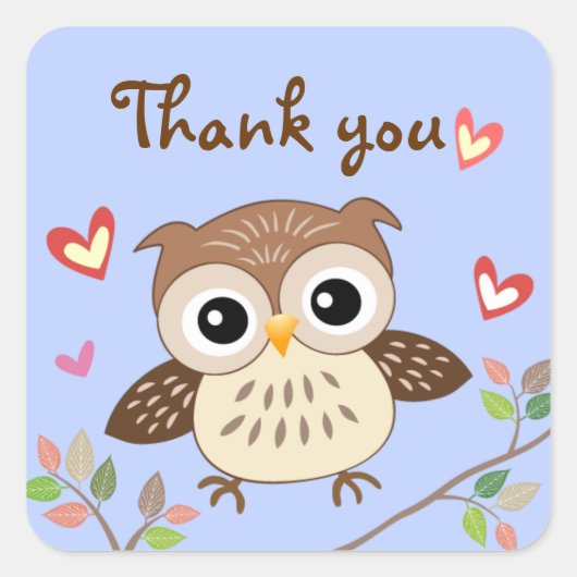 Jumping Baby Owl Danke Stickers (Vorderseite)