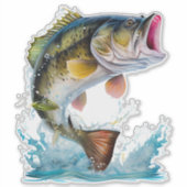 Jumping Bass Gone Fishing Aufkleber (Vorderseite)