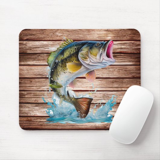 Jumping Bass Gone Fishing Mousepad (Mit Mouse)
