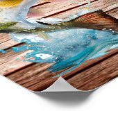 Jumping Bass Gone Fishing Poster (Ecke)