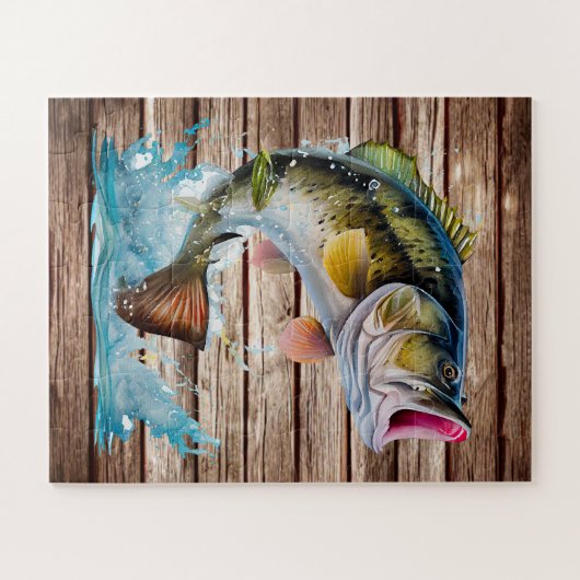 Jumping Bass Gone Fishing Puzzle (Horizontal)