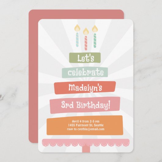 Jumping Birthday Cake Einladung (Vorne/Hinten)