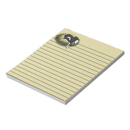 Jumping Black and White Overo Paint Horse Notizblock (Rotiert)