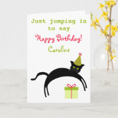 Jumping Black Cat lustige Geburtstagskarte Karte (Gelbe Blume)