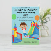Jumping Bouncing Party Bounce House Boys Geburtsta Einladung (Stehend Vorderseite)
