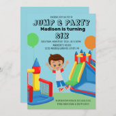 Jumping Bouncing Party Bounce House Boys Geburtsta Einladung (Vorne/Hinten)