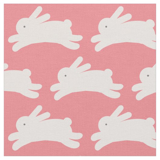 Jumping Bunny Pattern Pink Stoff (Nahaufnahme)