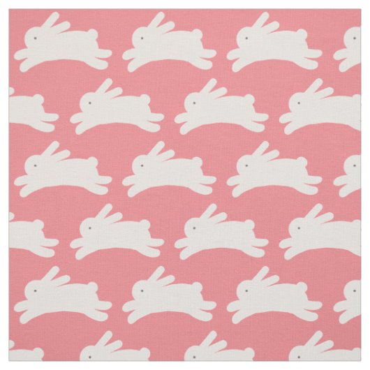 Jumping Bunny Pattern Pink Stoff (Muster)
