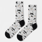 Jumping Cartoon Katzen und Gesichter Socken (Linkes Detail)