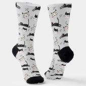 Jumping Cartoon Katzen und Gesichter Socken (Gewinkelt)