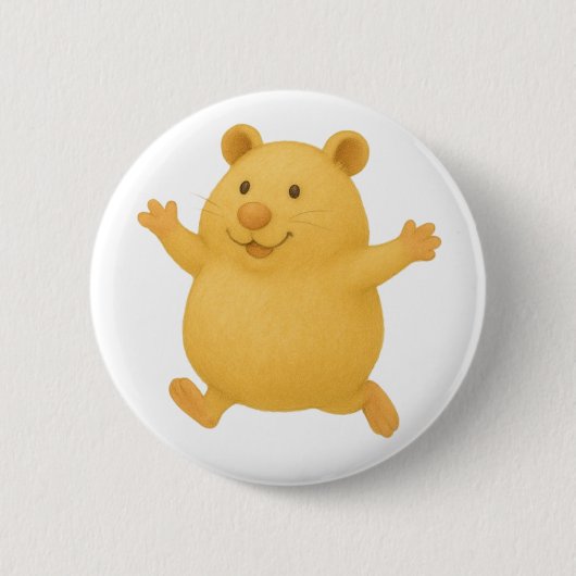 Jumping Cream Hamster Button Badge (Vorderseite)