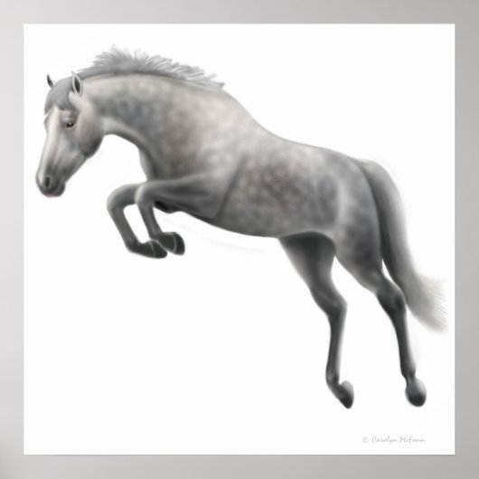 Jumping Dappled Gray Horse Poster (Vorne)