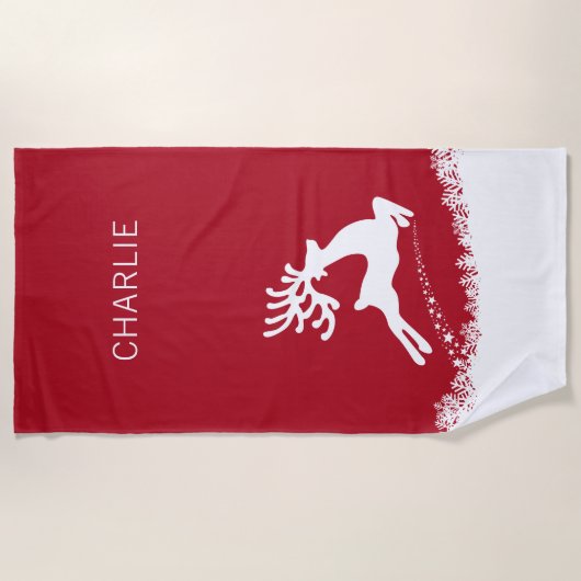 Jumping Deer Custom Text Strandtuch (Vorderseite)