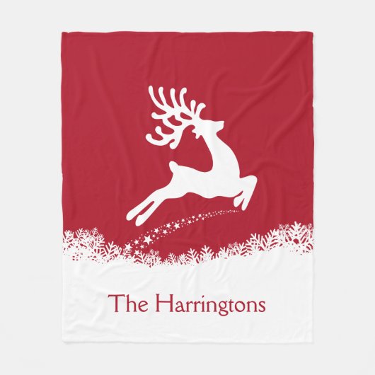 Jumping Deer individuelle Name Fleece Decke (Vorderseite)