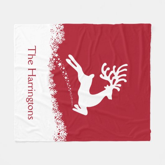 Jumping Deer individuelle Name Fleece Decke (Vorderseite (Horizontal))
