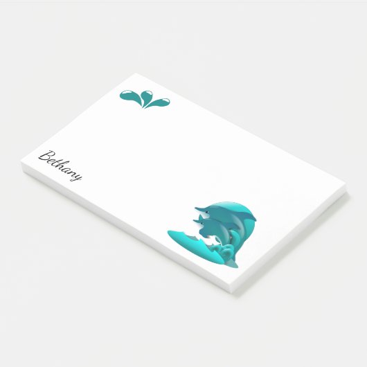 Jumping Delphins Personalisiert Post-it Klebezettel (angewinkelt)