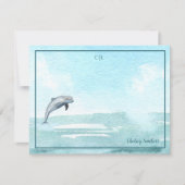 Jumping Dolphin Custom Personalisiert Monogram Mitteilungskarte (Vorderseite)