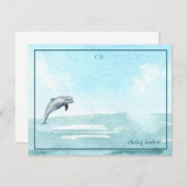 Jumping Dolphin Custom Personalisiert Monogram Mitteilungskarte (Vorne/Hinten)