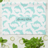 Jumping Dolphins Aqua Personalisiert Geschirrtuch (Gefaltet)