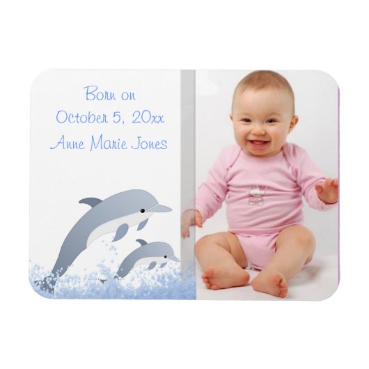 Jumping Dolphins Baby Ankündigung Magnet (Horizontal)