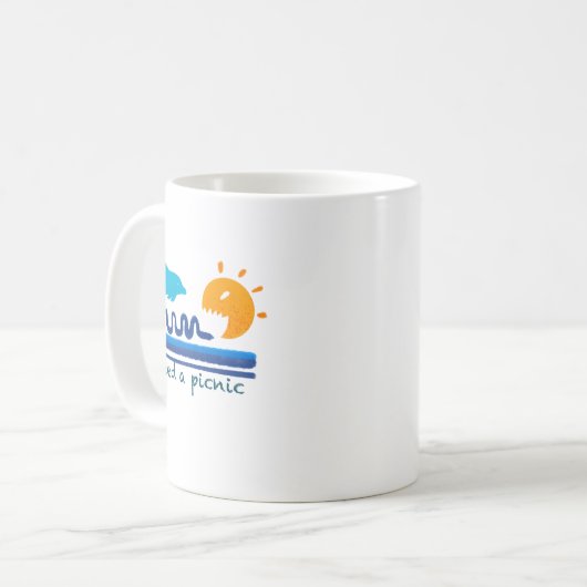 Jumping Dolphins Beach Illustration Textured Brush Kaffeetasse (Vorderseite Links)