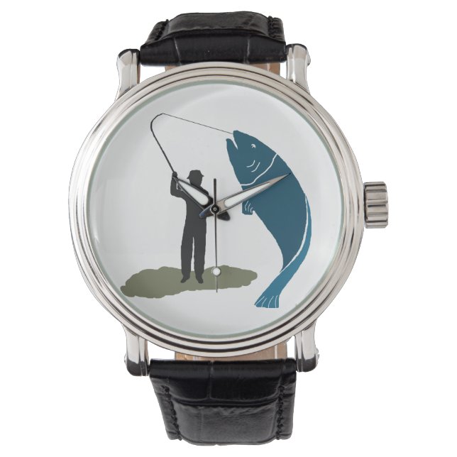 Jumping Fish Big Catch Fisherman Watch Armbanduhr (Vorderseite)