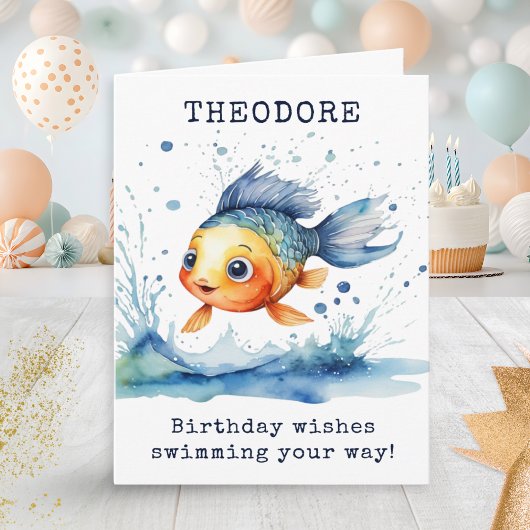 Jumping Fish farbenfroher Kindergeburtstag Persona Karte