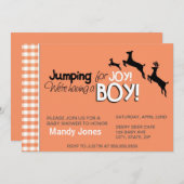 Jumping for Joy Wir haben eine Baby-Dusche Einladung (Vorne/Hinten)