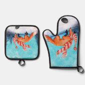 Jumping Fox Oven Mitt und Pot Holders Ofenhandschuh & Topflappen-Set (Vorderseite)
