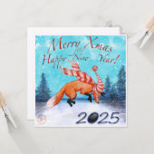 Jumping Fox Xmas Card Karte (Vorderseite/Rückseite Beispiel)