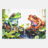 Jumping Frogs in Wasserfarbenwald Geschenkpapier Set (Vorderseite 2)