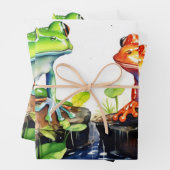 Jumping Frogs in Wasserfarbenwald Geschenkpapier Set (Beispiel)