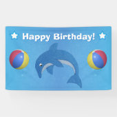 Jumping Fun Blue Dolphin Beach Ball Stars Geburtst Banner (Horizontal)