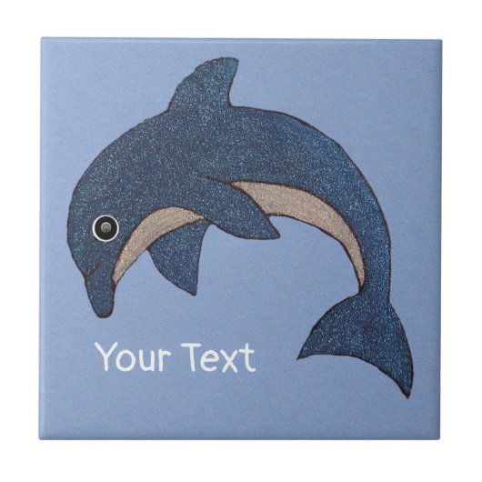 Jumping Glittery Dark Blue White Dolphin Swirl Aug Fliese (Vorderseite)