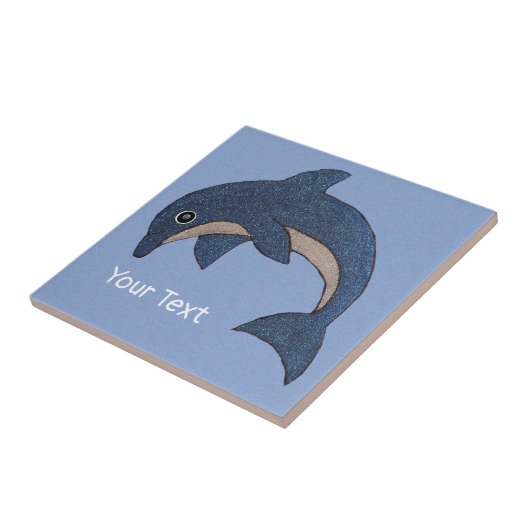 Jumping Glittery Dark Blue White Dolphin Swirl Aug Fliese (Seite)